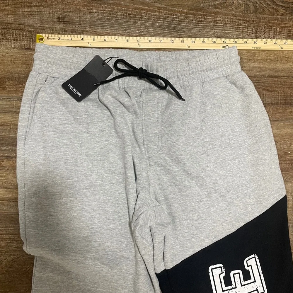 True‎ Religion Mens Contrast Panel Joggers Heather Grey Black XL NWT 700023